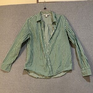 Old Navy Classic Green and White Striped Shirt